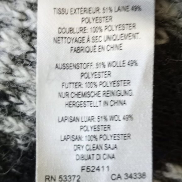 'FRENCH CONNECTION' Wool blend Cape with Pockets Size S-M Large Houndstooth - Picture 10 of 11